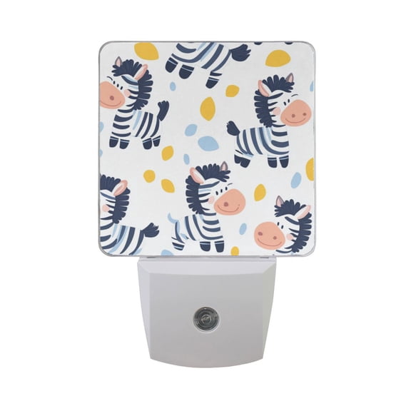 WOBOGO Cartoon Cute Zebra LED Night Light 2 Pcs Set 0.5 Watt Wall Plug in Dusk to Dawn Automatic Switch Soft White Light