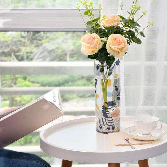 WOBOGO Cartoon Cute Zebra Plastic Vase Home or Wedding Decoration Centerpiece Unbreakable 11.83.9in