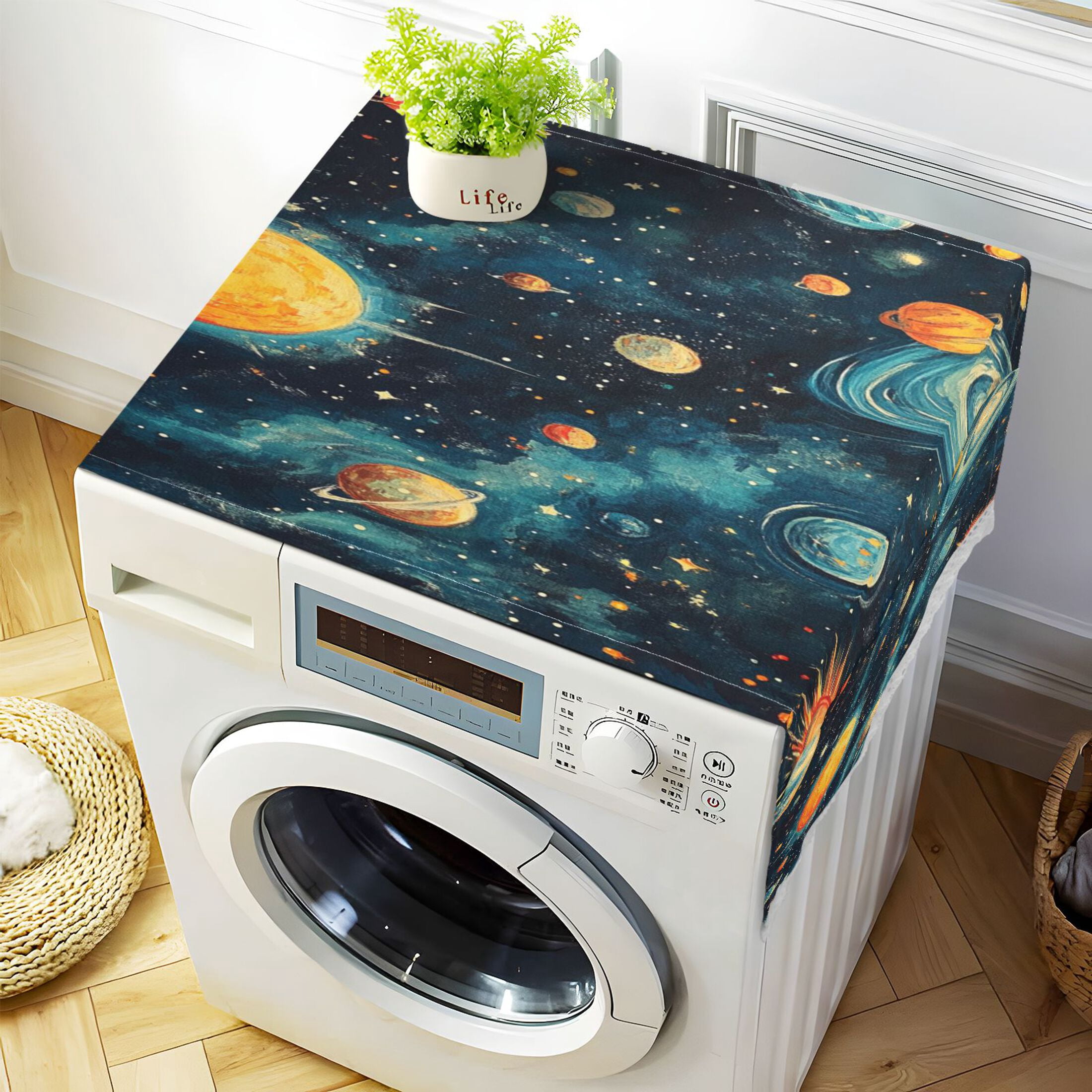 WOBOGO Cartoon Degas-style Cosmic Background Washing Machine Cloth Dryer Refrigerator Top Cover Protective Non-Slip Mat For Kitchen Laundry