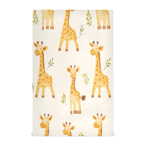 WOBOGO Cartoon Giraffe Kitchen Towel 1 Piece Large Cotton Dishcloth Premium Absorbency Set with Hanging Loop