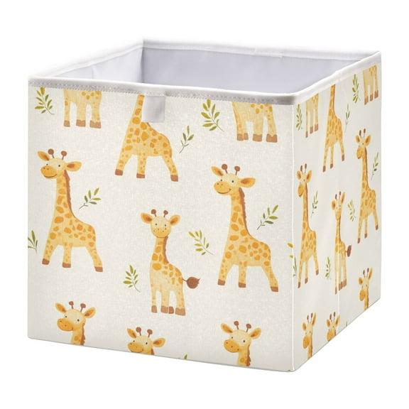 WOBOGO Cartoon Giraffe Storage Basket Foldable Easy to Clean Durable with Hollow Support Plate with Handle 15.75×10.63×6.96 in