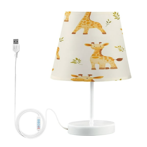 WOBOGO Cartoon Giraffe Table Lamps Bedroom 3-Speed Dimmable Farm Style with Fabric Shade for Reading and Home Office