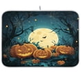 thumbnail image 1 of WOBOGO Cartoon Halloween Pumpkins Kitchen Drying Mat Heat Resistant Drainage with Non-Slip Rubber Backing Hides Stains Super Absorbent Easy to Clean 16×18in, 1 of 8