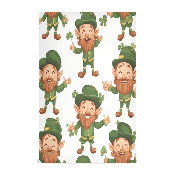 WOBOGO Cartoon Leprechauns Pattern on White Background Kitchen Towel 1 Piece Large Cotton Dishcloth Premium Absorbency Set with Hanging Loop