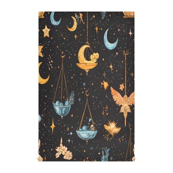 WOBOGO Cartoon Libra Pattern Kitchen Towel 1 Piece Large Cotton Dishcloth Premium Absorbency Set with Hanging Loop