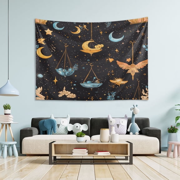 WOBOGO Cartoon Libra Pattern Tapestry 60×40in Home Living Room Bedroom Wall Hanging Ornaments