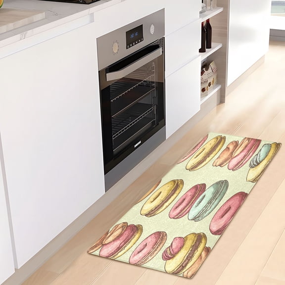 WOBOGO Cartoon Macaroons Carpet 39x20in Kitchen Bathroom Plush Absorbent Non-Slip Floor Mat