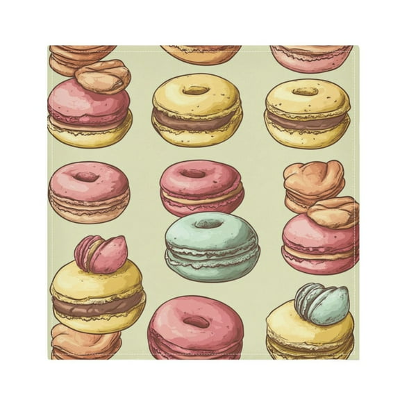 WOBOGO Cartoon Macaroons Cloth Napkins 4 Pieces Soft Elegant Touch Durable Absorbent Quick Drying for Elegant Dining