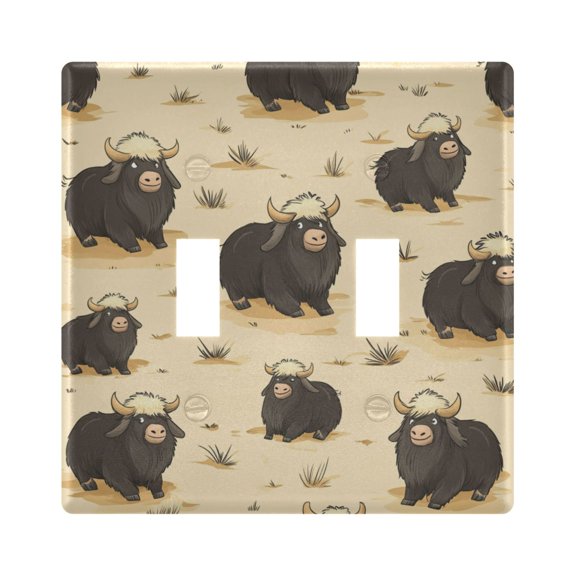 WOBOGO Cartoon Musk Oxen 2-hole Switch Plates PC Flame Retardant Plastic Material Glossy Finish Smooth Touch 4.56x4.48x0.27in