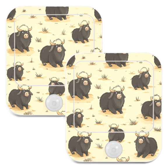 WOBOGO Cartoon Musk Oxen Night Light Lamp with Smart Sensor Dusk to Dawn Sensor 0.6W Plug-in 2-Pack