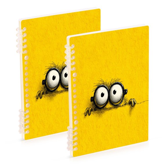 WOBOGO Cartoon Notebook College Horizontal Grid Paper Ink Spill Resistant Water Resistant Cover 8.3x5.7x0.4in