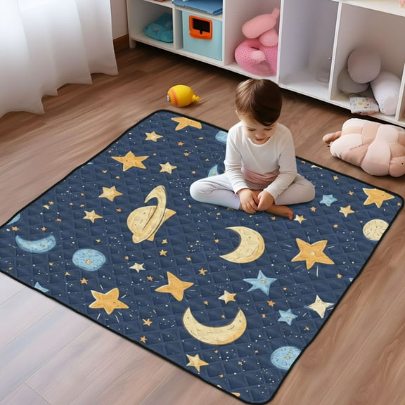 WOBOGO Cartoon Starry Sky Baby Playmats Extra Large Waterproof Rollable Activity Pads for Toddlers 5050inch