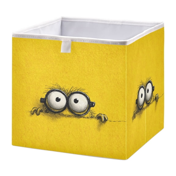 WOBOGO Cartoon Storage Basket Foldable Easy to Clean Durable with Hollow Support Plate with Handle 11.02×11.02×11.02 in