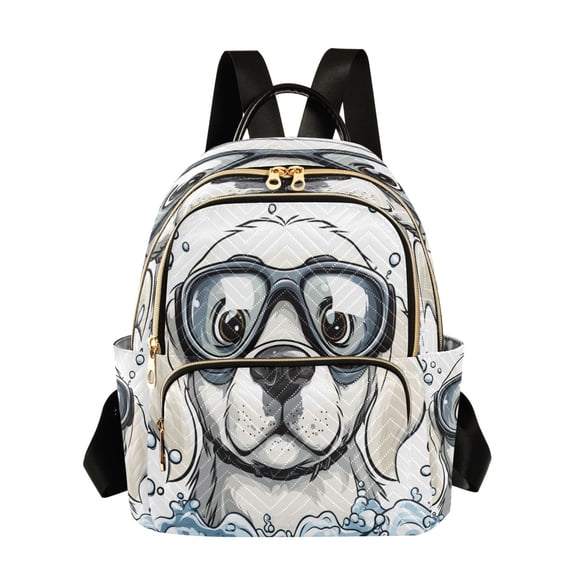 WOBOGO Cartoon White Labrador Butterfly Backpack Durable Lightweight Shoulder Bag Built-in Laptop Sleeve and Multiple Utility Compartments