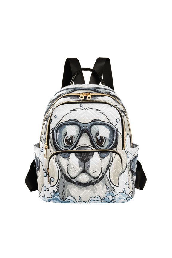 Cartoon White Labrador Butterfly Backpack Durable Lightweight Shoulder Bag Built-in Laptop Sleeve and Multiple Utility Compartments