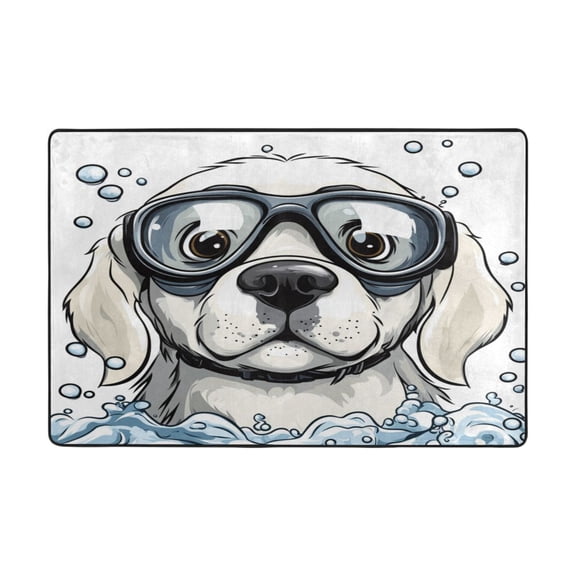 WOBOGO Cartoon White Labrador Carpet Non-Slip Rugs Soft Doormat 72×48in Living Dining Room Bedroom Decorative