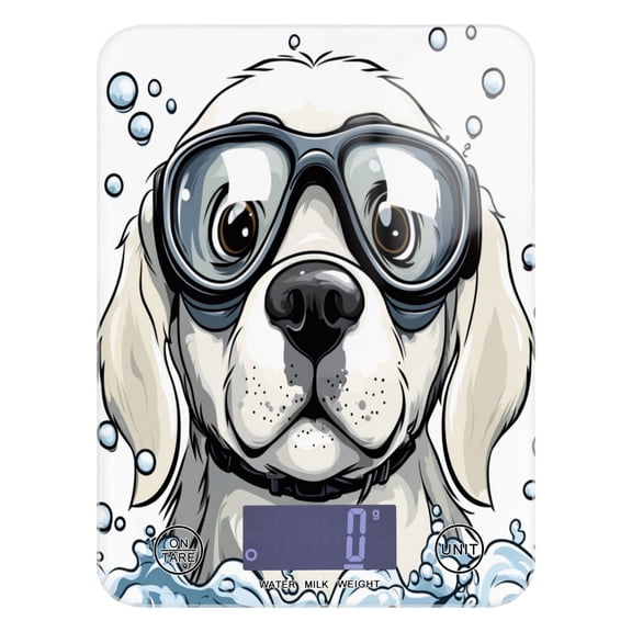 WOBOGO Cartoon White Labrador Kitchen Scale Digital Gram and Ounce Weighing for Cooking Baking Ketogenic Diet Meal Prep