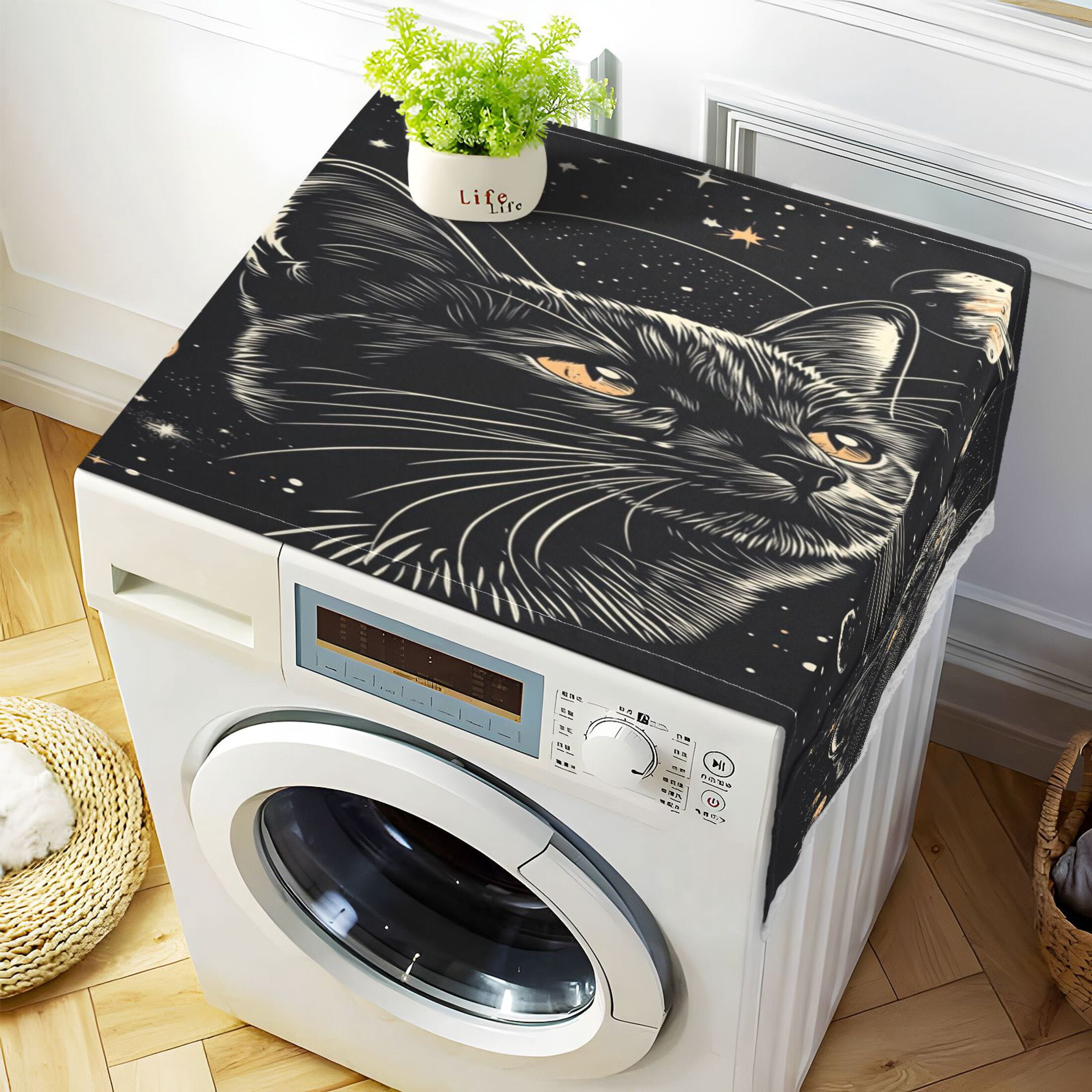 WOBOGO Cat in Space Pattern Washing Machine Cloth Dryer Refrigerator Top Cover Protective Non-Slip Mat For Kitchen Laundry