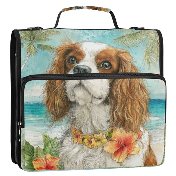 WOBOGO Cavalier King Charles Spaniel Dog Ring Binder Bag 1.5in Folder Organizer with Shoulder Strap for 13Inch Laptop and 500 Sheets of Paper