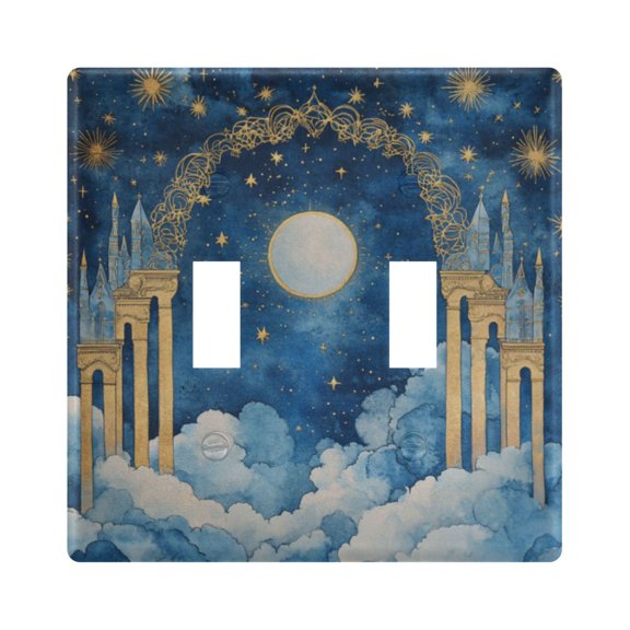 WOBOGO Celestial Sky 2-hole Switch Plates PC Flame Retardant Plastic Material Glossy Finish Smooth Touch 4.56x4.48x0.27in