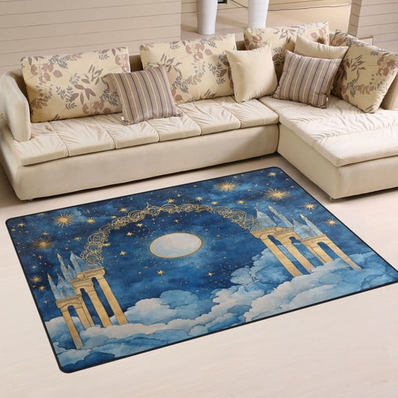 WOBOGO Celestial Sky Carpet Non-Slip Rugs Soft Doormat 60×39in Living Dining Room Bedroom Decorative