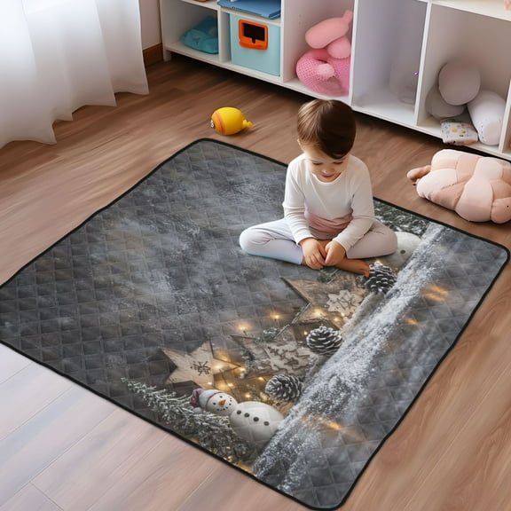 WOBOGO Christmas Backdrop Pattern Baby Playmats Extra Large Waterproof Rollable Activity Pads for Toddlers 5050inch