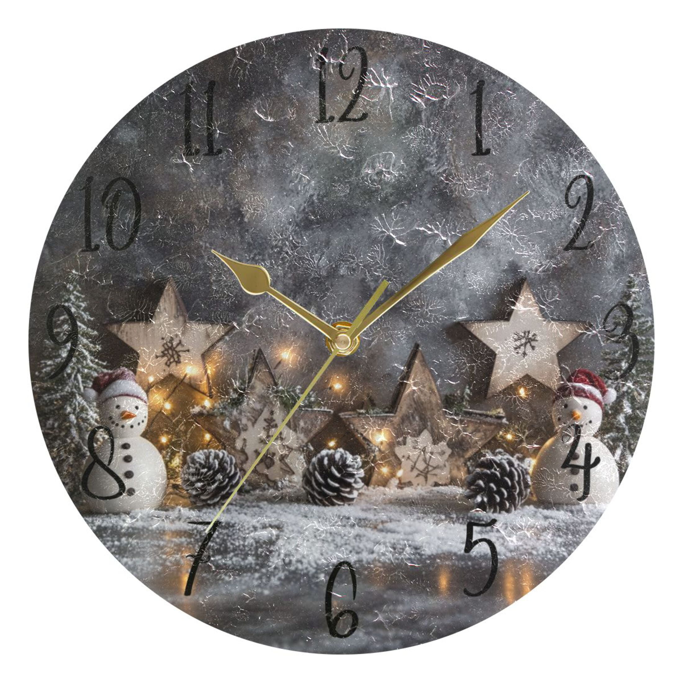 WOBOGO Christmas Backdrop Pattern Wall Clock 10in Silent Mechanism ...