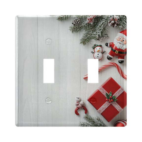 WOBOGO Christmas Background 2-hole Switch Plates PC Flame Retardant Plastic Material Glossy Finish Smooth Touch 4.56x4.48x0.27in