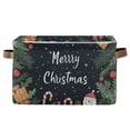 thumbnail image 1 of WOBOGO Christmas Card Pattern Square Storage Basket with Waterproof Canvas and PE Lining Durable PU Leather Handles 14.2×10.2×8.3in, 1 of 9