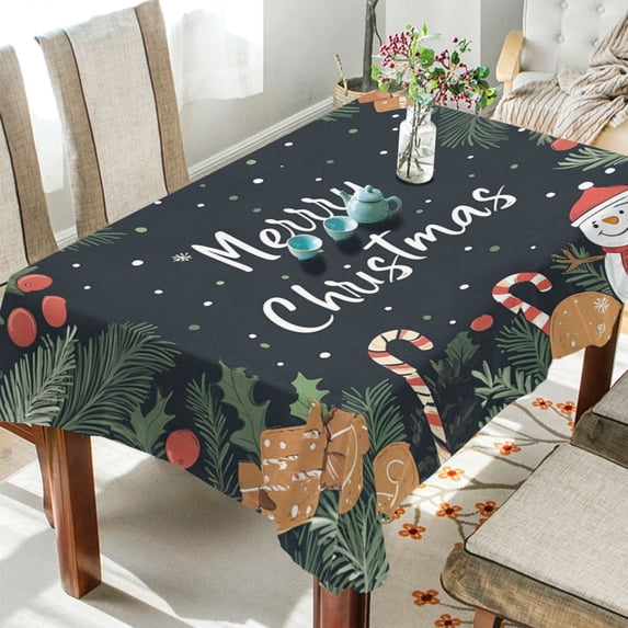 WOBOGO Christmas Card Pattern Square Tablecloth 54×54in Polyester Fabric Tablecloth Washable Dust Resistant Wrinkle Resistant