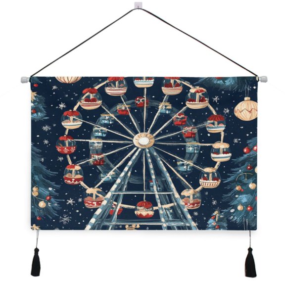 WOBOGO Christmas Decorated Ferris Wheel Living Room Canvas Wall Art Bedroom Study Framed Canvas Print Artwork Home Office Decorations 24.516.7in