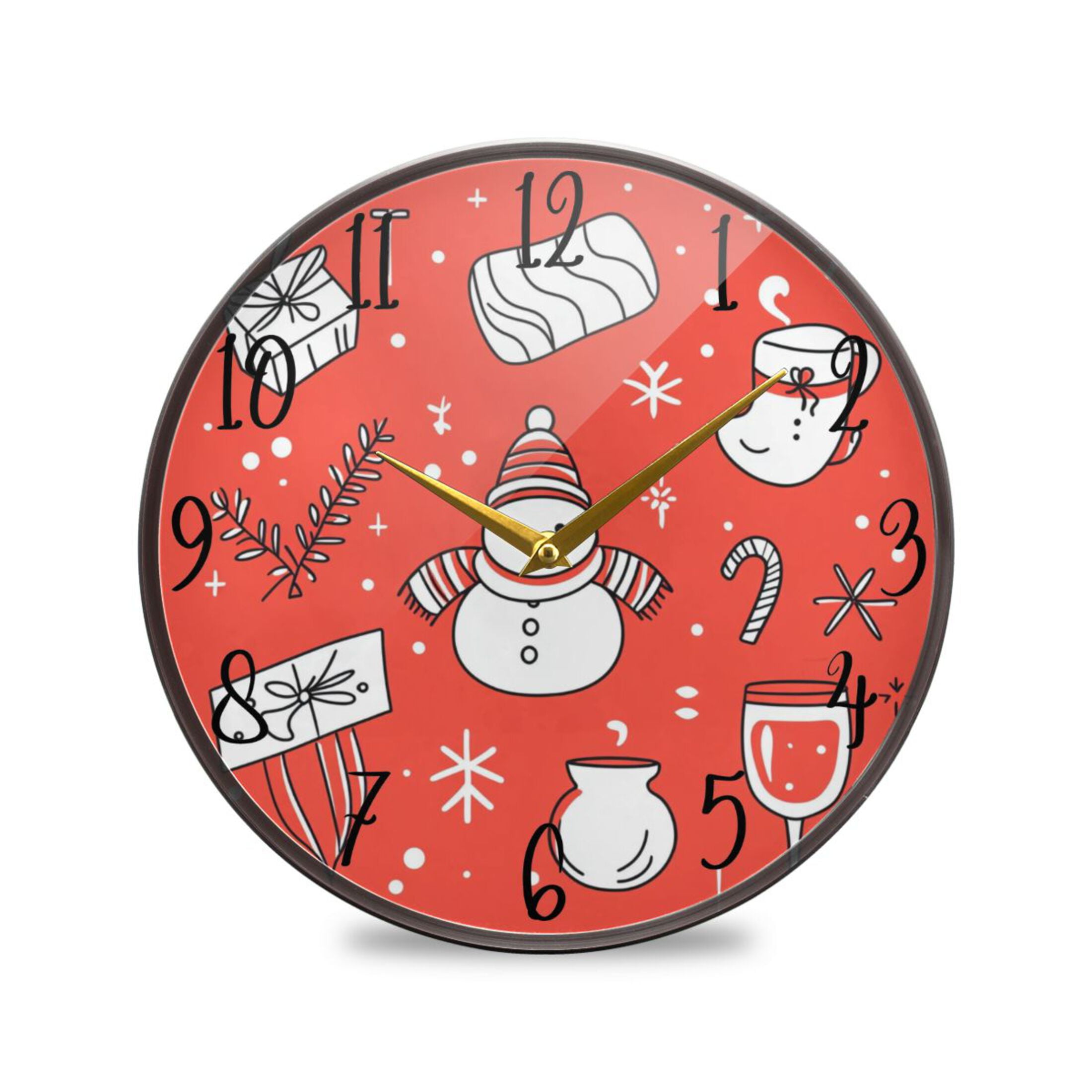 WOBOGO Christmas Element Acrylic Wall Clock Battery Operated 9.5in ...