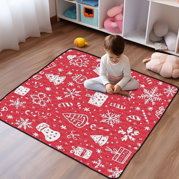 WOBOGO Christmas Elements A Pat Baby Playmats Extra Large Waterproof Rollable Activity Pads for Toddlers 5050inch