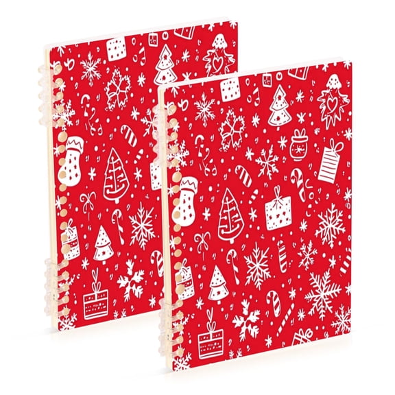 WOBOGO Christmas Elements A Pat Notebook College Horizontal Grid Paper Ink Spill Resistant Water Resistant Cover 8.3x5.7x0.4in
