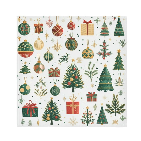 WOBOGO Christmas Elements Clipart Cloth Napkins 1 Piece Soft Elegant Touch Durable Absorbent Quick Drying for Elegant Dining