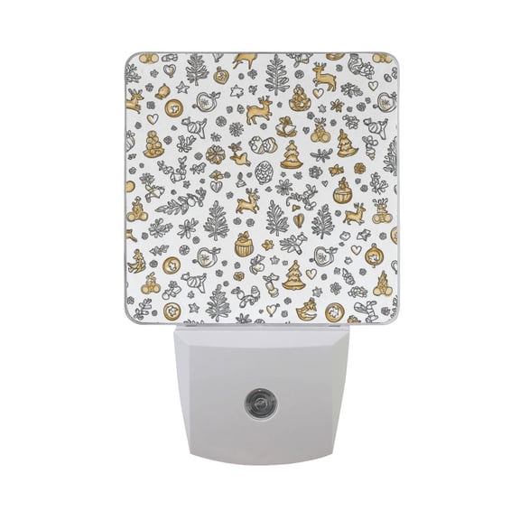 WOBOGO Christmas Elements Icons LED Night Light 2 Pcs Set 0.5 Watt Wall Plug in Dusk to Dawn Automatic Switch Soft White Light