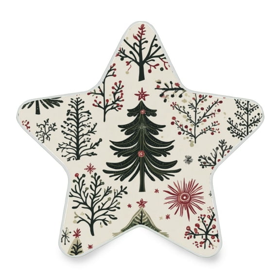 WOBOGO Christmas Folk Art Pattern LED Star Night Light 0.2 Watt Wall Plug Dusk to Dawn Auto Switch Adjustable Brightness Soft White Light