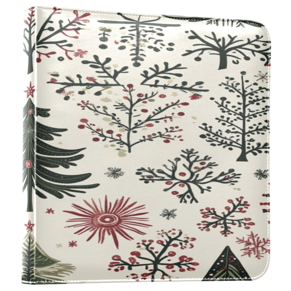 WOBOGO Christmas Folk Art Pattern Photo Albums 20 pages large capacity DIY self-adhesive page PU leather cover for family wedding anniversary baby vacation photos 2411.8in