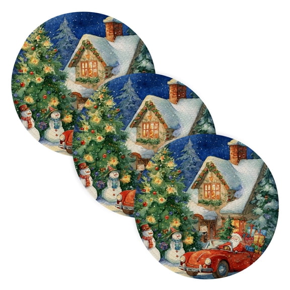 WOBOGO Christmas Gifts Coil Placemats 3pcs Resistant Hot Pads Mat for Table Counter Cooking Potholder 15in