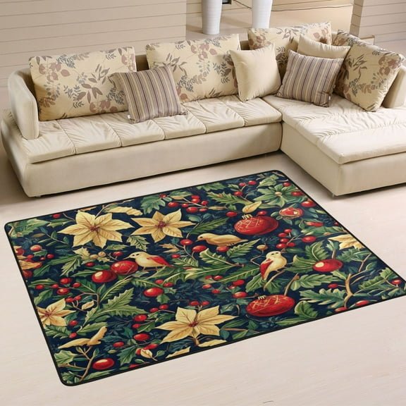 WOBOGO Christmas Holiday Carpet Non-Slip Rugs Soft Doormat 36×24in Living Dining Room Bedroom Decorative