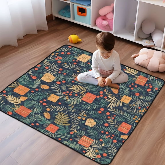 WOBOGO Christmas Present Pattern Baby Playmats Extra Large Waterproof Rollable Activity Pads for Toddlers 5050inch