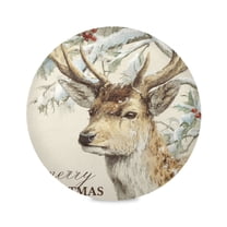 WOBOGO Christmas Reindeer Round Placemats Set of 1 Heat Resistant Washable Kitchen Table Decorations 15.4in