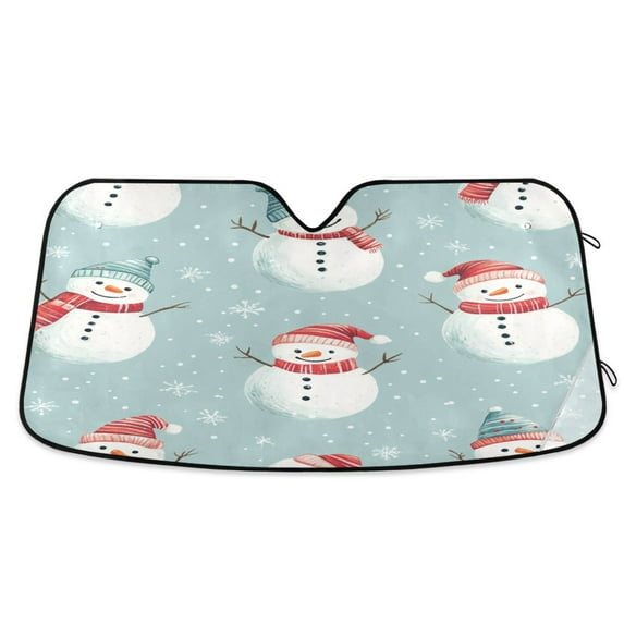 WOBOGO Christmas Style Snowman Car Windshield Sunshades Autopilot Lightweight Accordion Sun Visor 57×31.5in