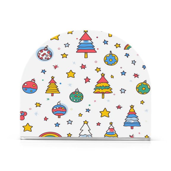 WOBOGO Christmas Tree Disco Balls Pattern Clear Acrylic Napkin Holder Kitchen Tissue Face Towel Cocktail Rack Bar Restaurant Dinner Paper Dispenser