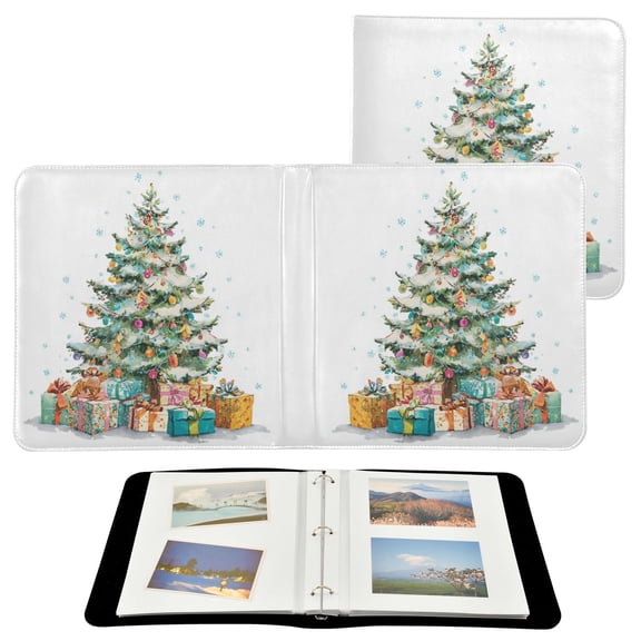 WOBOGO Christmas Tree Gifts Photo Albums 20 Pages Large Capacity DIY Self-adhesive Page PU Leather Cover for Family Wedding Anniversary Baby Vacation Photos 2411.8in
