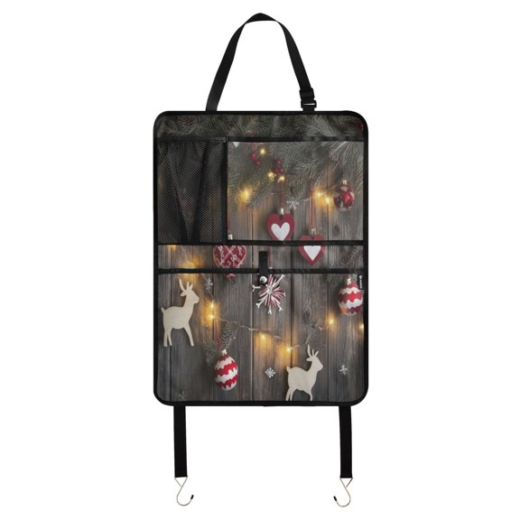 WOBOGO Christmas Tree Leaves Hanging with Red Hearts Backseat Car Organizer 2 PCS Footed Universal Car with Touch Screen Tablet Holder Rear Seat Protector