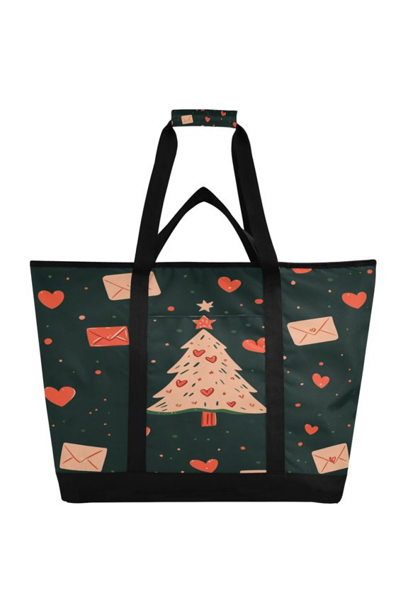 Christmas Tree Tote Cooler Bag Fold Flat Insulated Shopping Bag With Zipper For Work Picnic Beach Use 186.724in