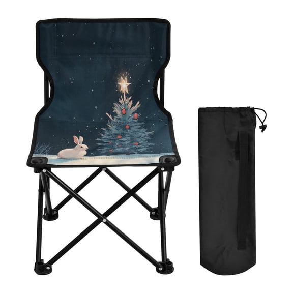 WOBOGO Christmas Tree and A Rabbit Camping Chair Convenient Four Corner Backrest Folding Stool Can Hold Up to 220lbs