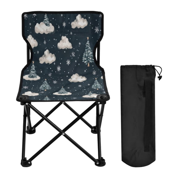 WOBOGO Christmas Trees and Cloud Camping Chair Convenient Four Corner Backrest Folding Stool Can Hold Up to 220lbs