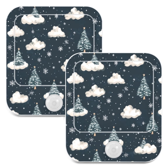 WOBOGO Christmas Trees and Cloud Night Light Lamp with Smart Sensor Dusk to Dawn Sensor 0.6W Plug-in 2-Pack